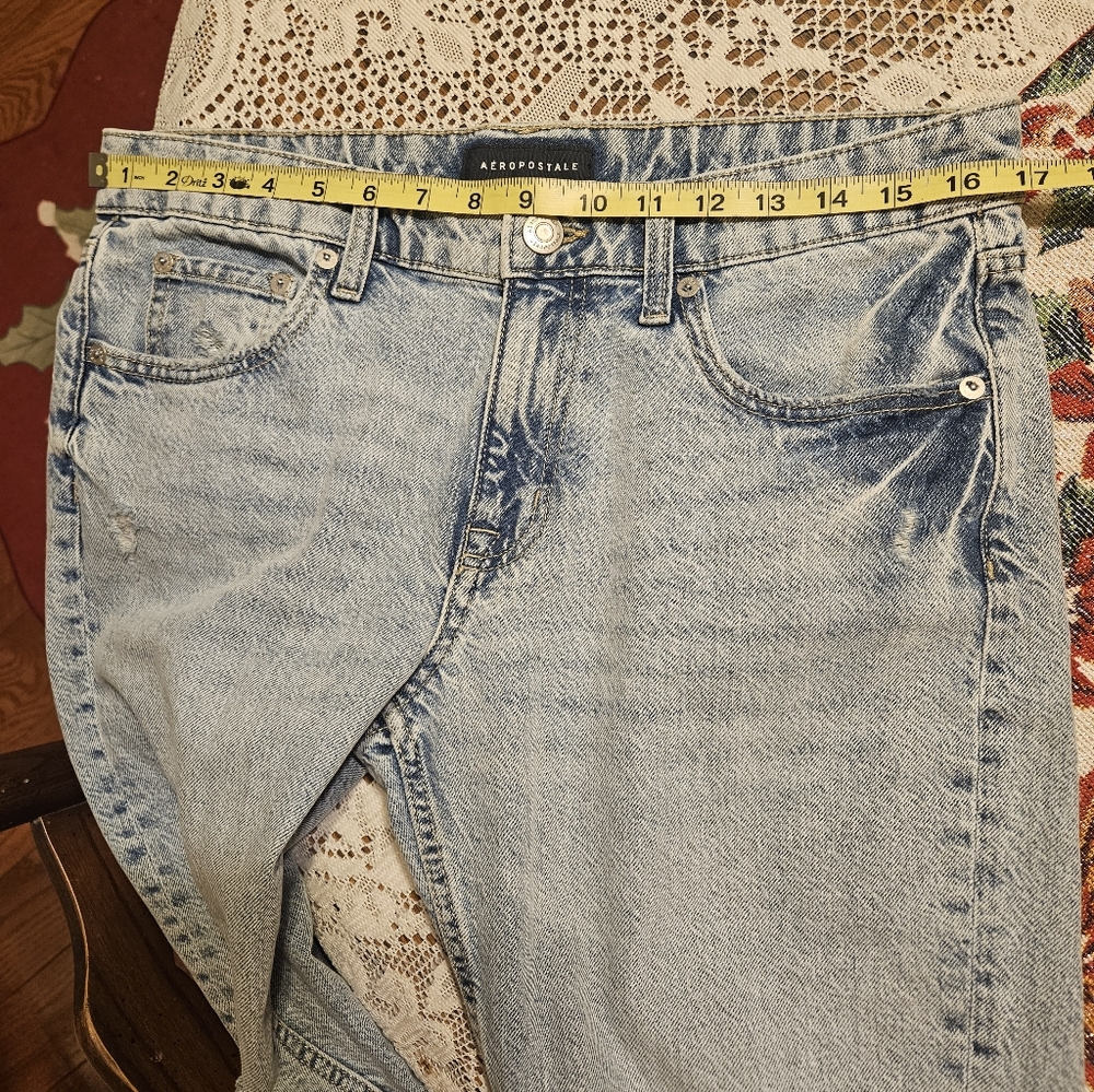 Aeropostale Low Rise Baggy Light Blue Distressed Jeans Size 6 Short - Picture 7 of 7